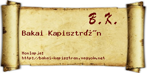 Bakai Kapisztrán névjegykártya